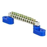 Шина "0" N (6x9мм) 12 отв, цинк 2 синих угловых изолятора EKF PROxima