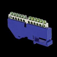 Шина "0" N (6x9мм) 12 отв, цинк синий изолятор на DIN-рейку EKF PROxima