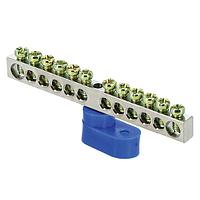 Шина "0" N (6x9мм) 12 отв, цинк синий угловой изолятор EKF PROxima