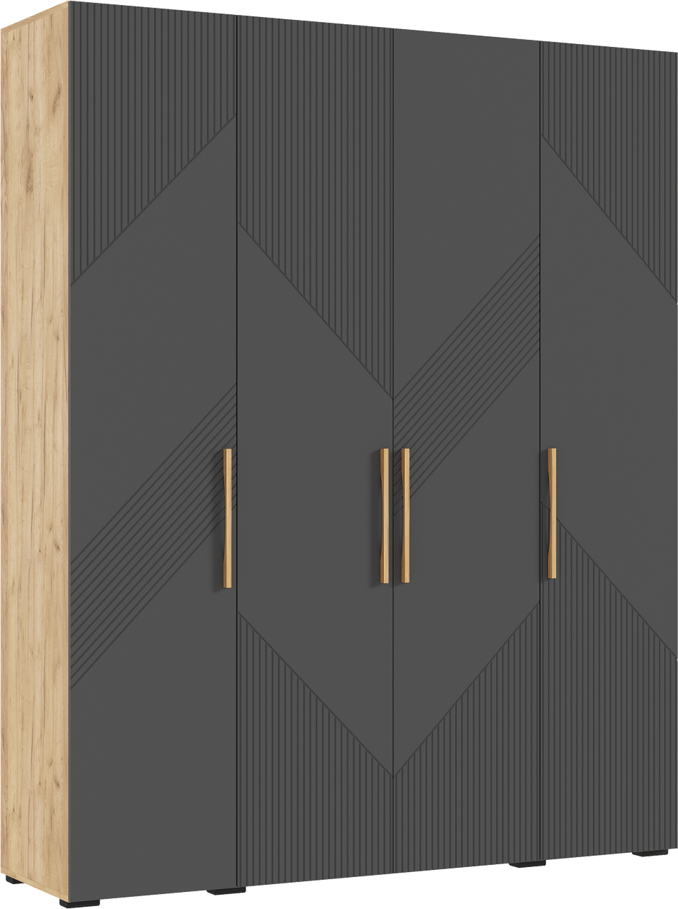 Шкаф распашной "Ирис" 4-х ств. (1800) (Браш Графит - Дуб Крафт) Миф