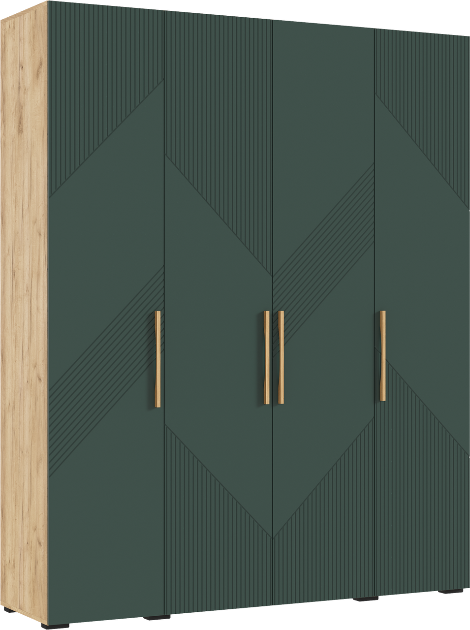 Шкаф распашной "Ирис" 4-х ств. (1800) (Браш Мени Грин - Дуб Крафт) Миф