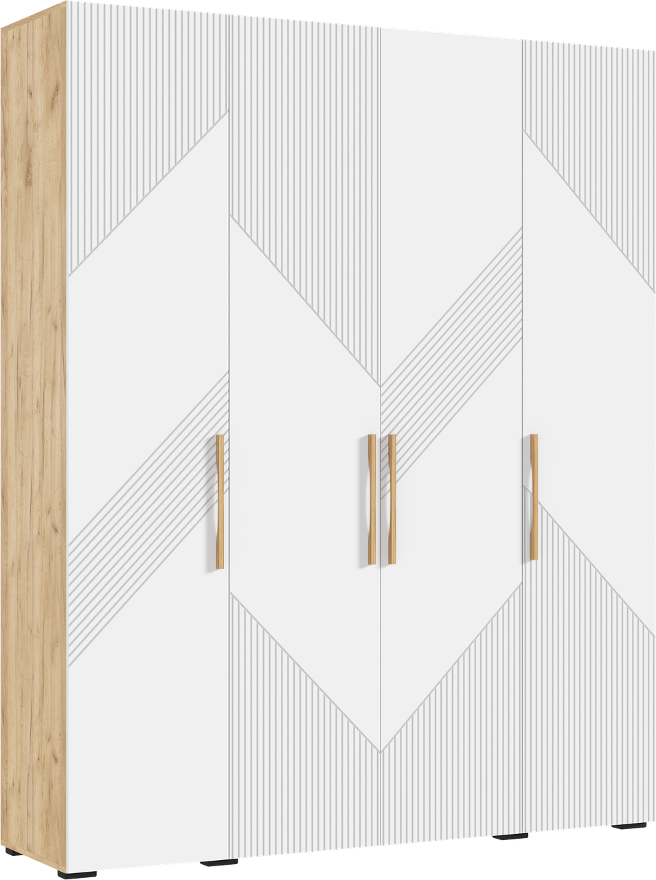 Шкаф распашной "Ирис" 4-х ств. (1800) (Браш Вайт - Дуб Крафт) Миф