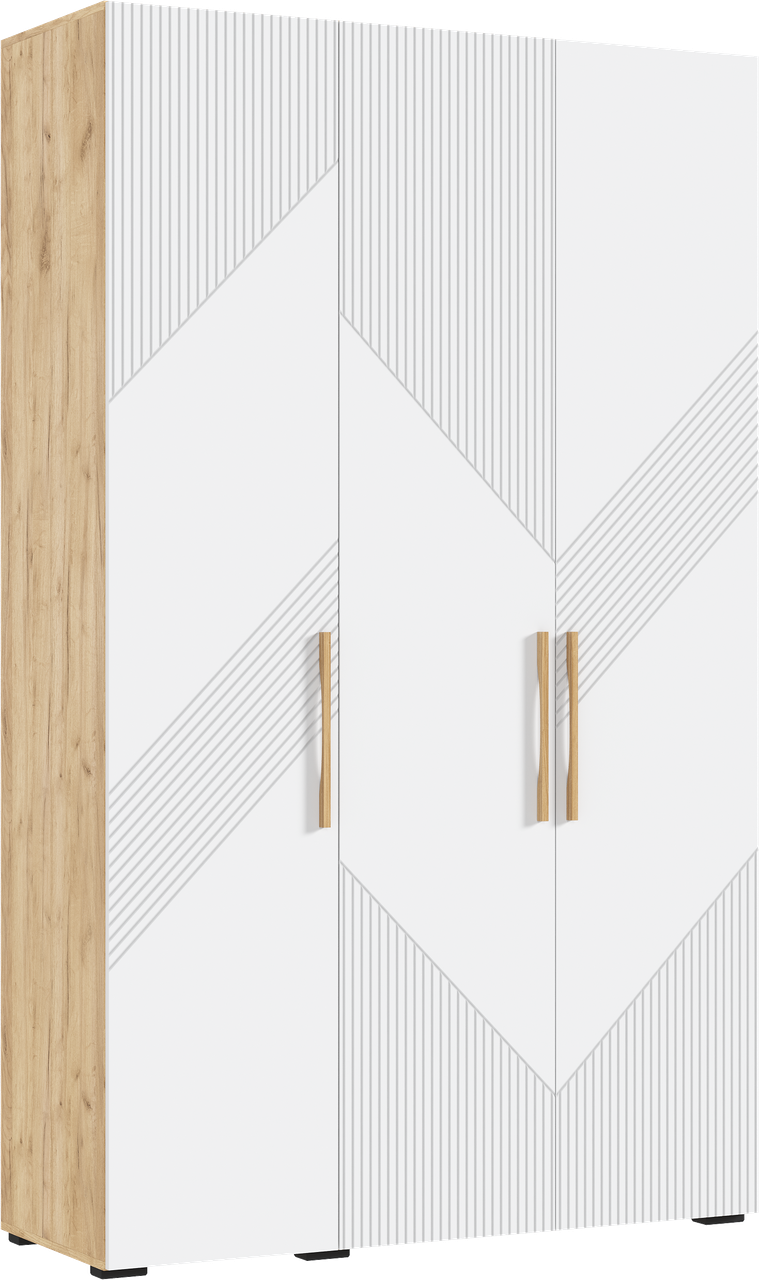 Шкаф распашной "Ирис" 3-х ств. (1350) (Браш Вайт - Дуб Крафт) Миф