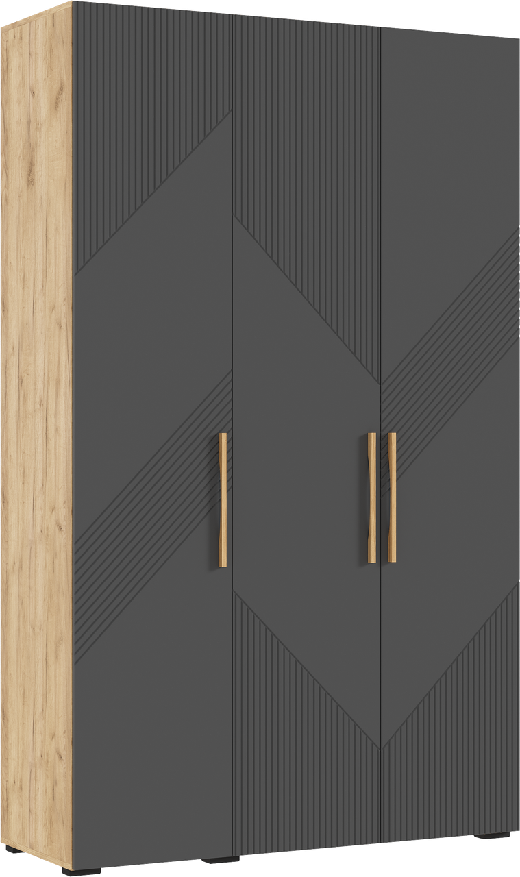 Шкаф распашной "Ирис" 3-х ств. (1350) (Браш Графит - Дуб Крафт) Миф