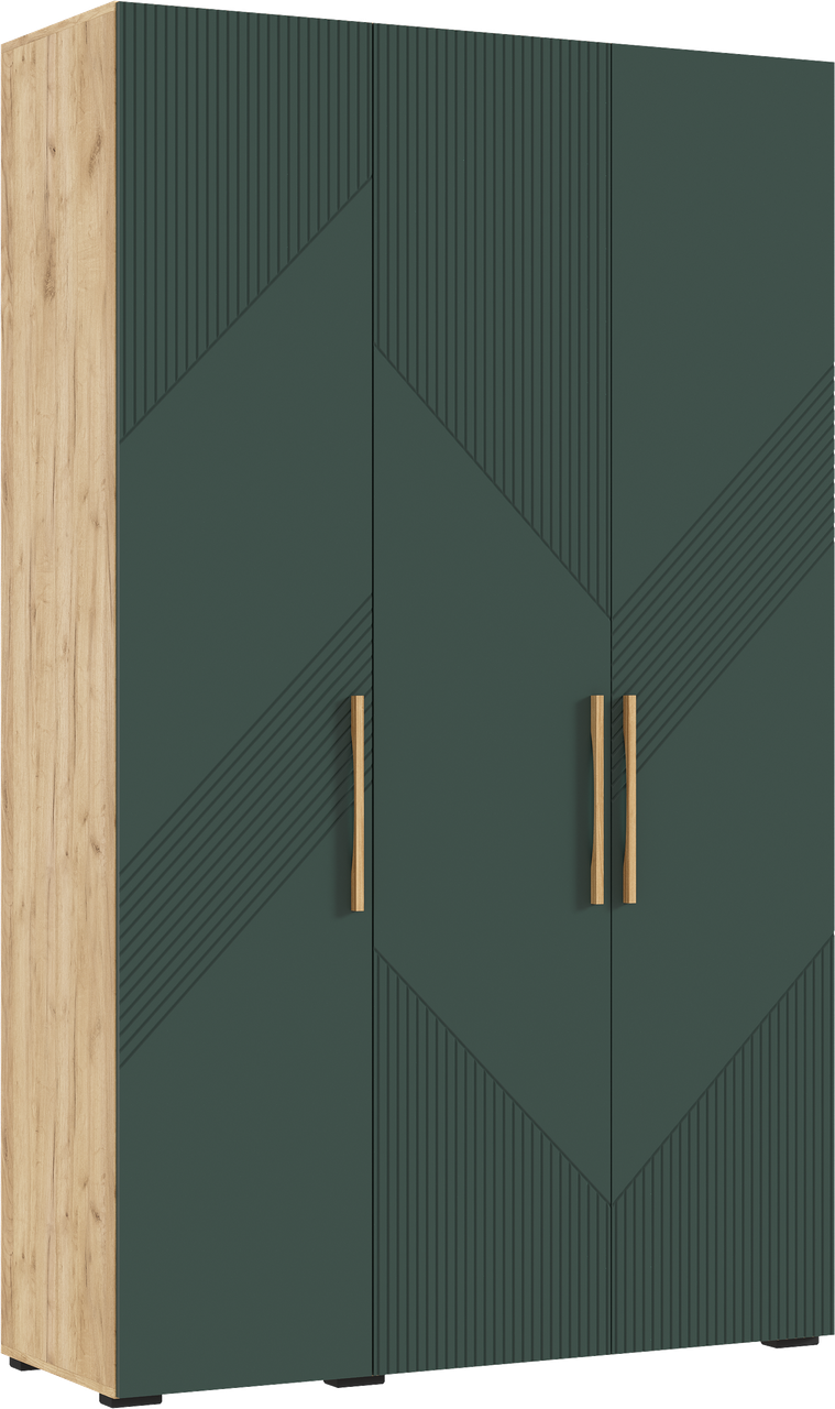 Шкаф распашной "Ирис" 3-х ств. (1350) (Браш Мени Грин - Дуб Крафт) Миф