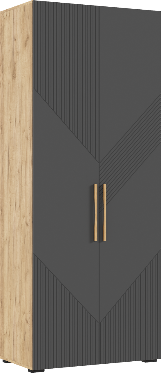 Шкаф распашной "Ирис" 2-х ств. (900) (Браш Графит - Дуб Крафт) Миф