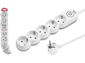 Удлинитель 1,5м (5 роз., 2,2кВт, с/з, выкл, ПВС 3х0,75) LEIDEN ELECTRIC