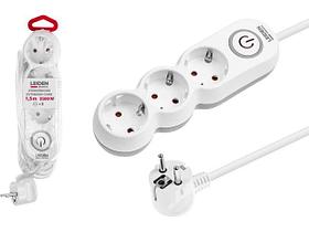 Удлинитель 1,5м (3 роз., 3,5кВт, с/з, выкл, ПВС 3х1,5) LEIDEN ELECTRIC