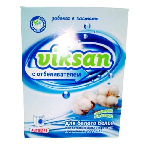 Стиральный порошок VIKSAN автомат с отбеливателем для белого "Цветок хлопка" 400г/2.4 кг