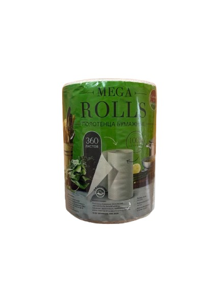 Полотенца бумажные ЭКСКЛЮЗИВ "MEGAROLLS" 360х140×200Ц тисн, двухсл,перф,высот.200 мм, кол.лист-360 шт