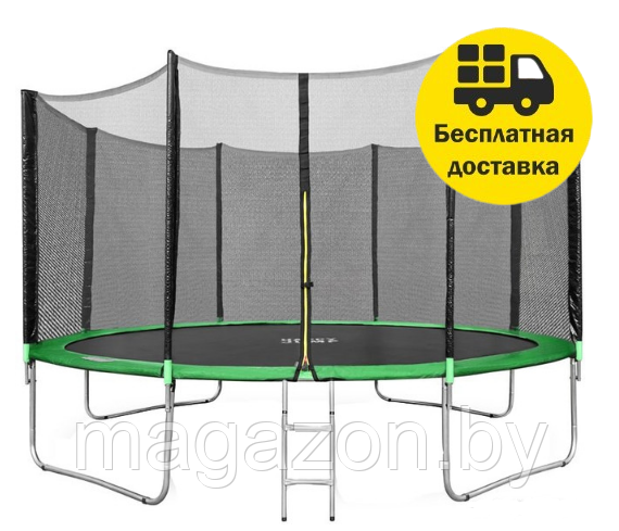Батут Happy Jump 14ft PRO (435 см) с внешней сеткой и лестницей