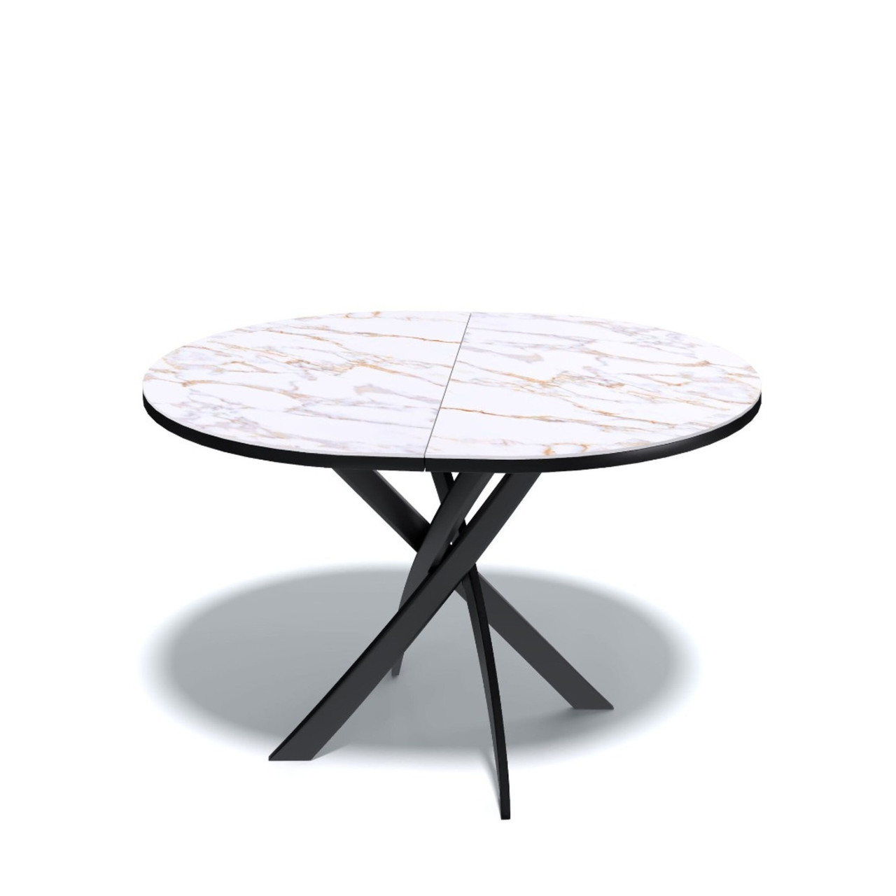 Стол Kenner R1100s черный/керамика мрамор белый глянец