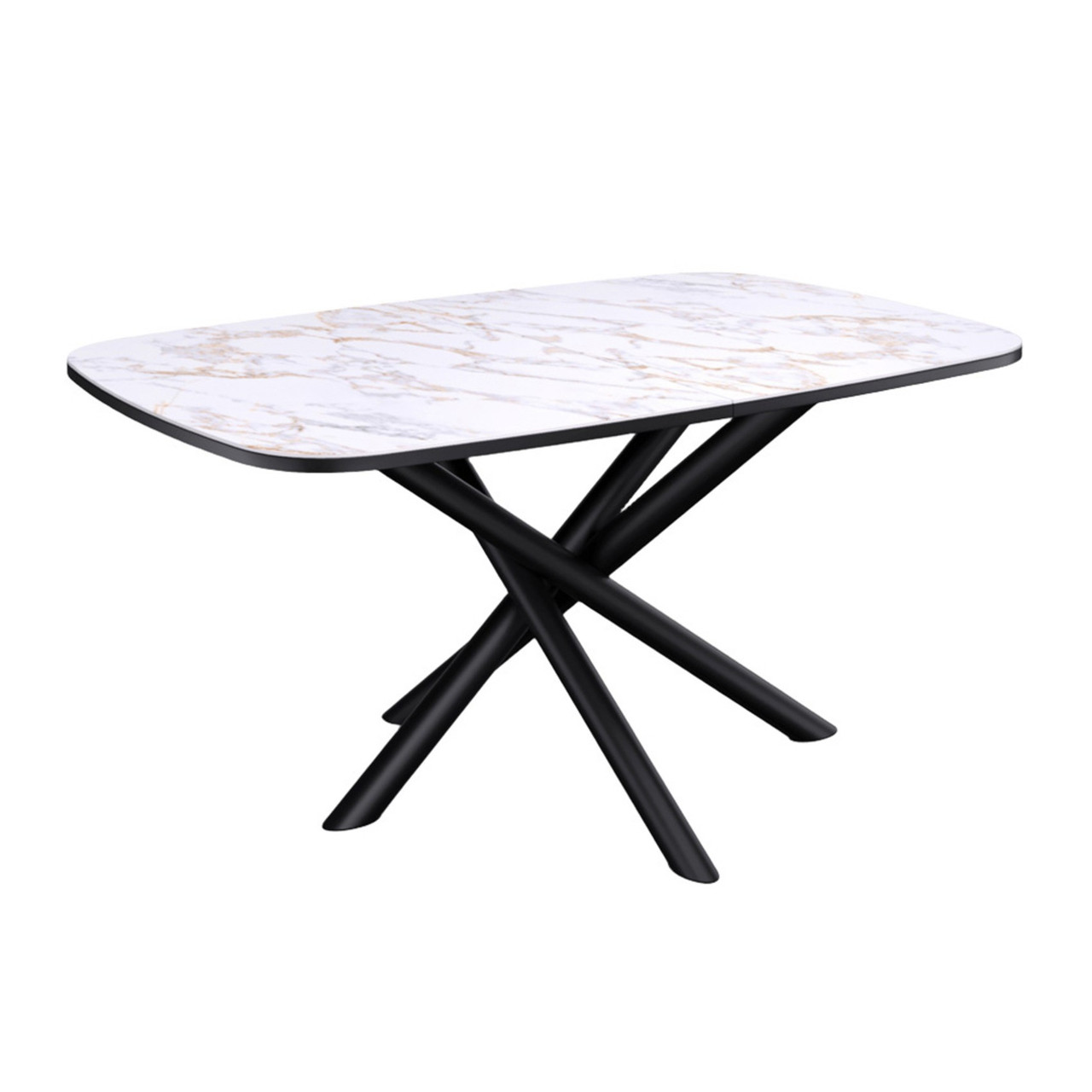 Стол Kenner DF1250 черный/керамика мрамор белый глянец