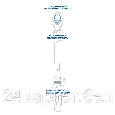 KING TONY 34662-1DG KING TONY Динамометрический ключ серии "EXACT", 3/4", 100-600 Hм, для левой и правой, фото 2