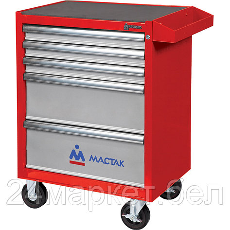 МАСТАК 521-05581MR МАСТАК Тележка инструментальная, 5 ящиков, "ОПТИМА", красная, фото 2
