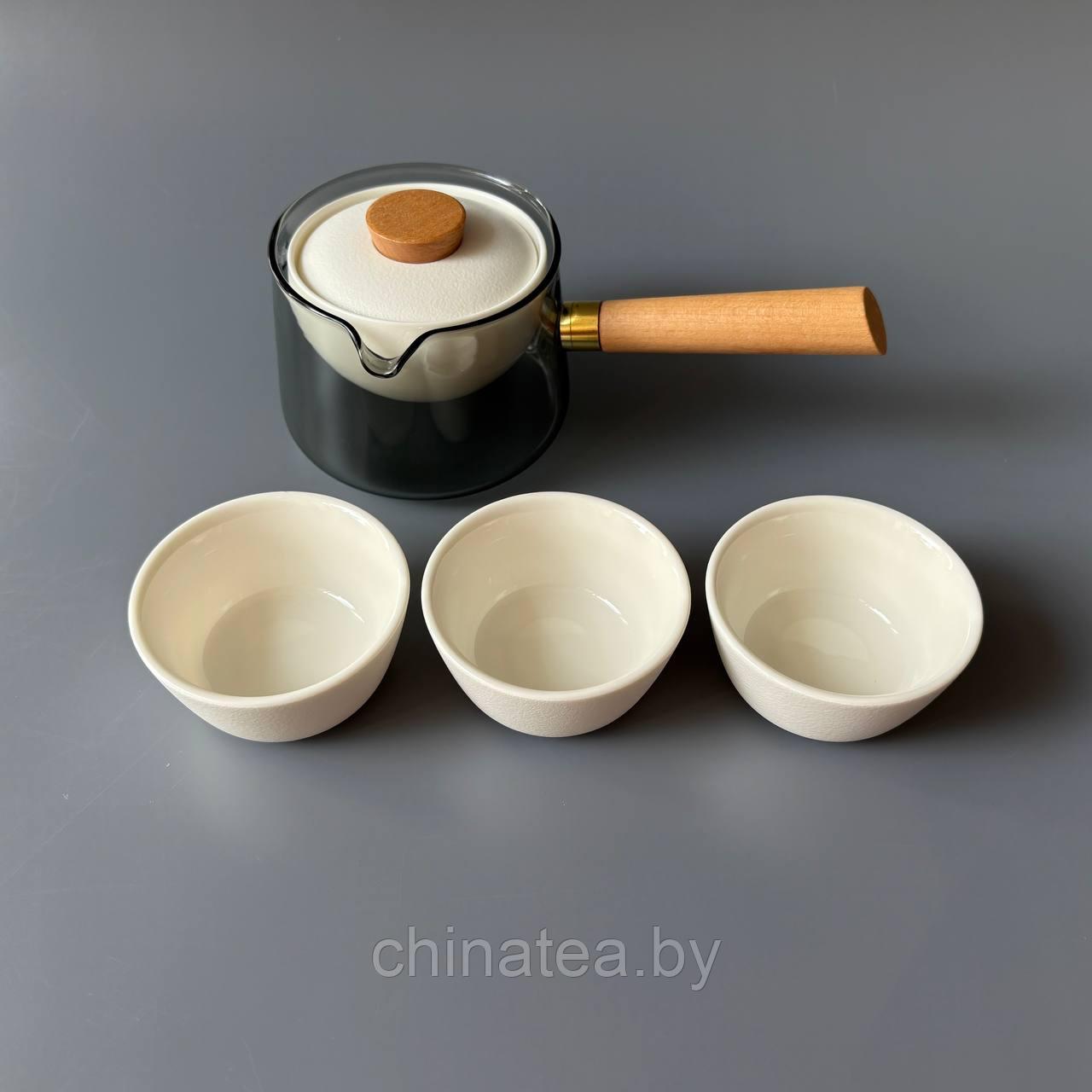 Дорожный набор гайвань с ручкой + 3 пиалы, в чехле