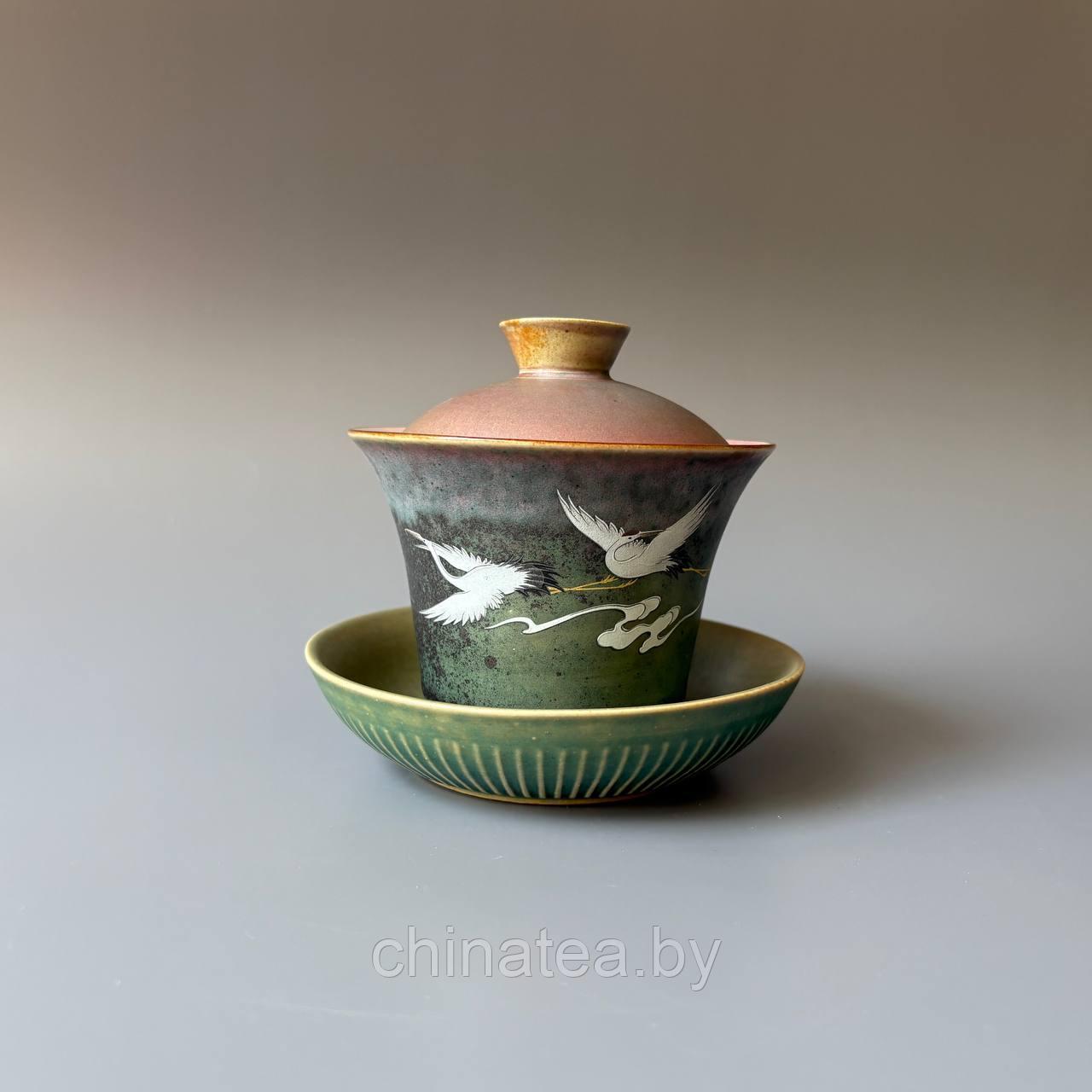 Гайвань с журавлями зеленая, 180 мл