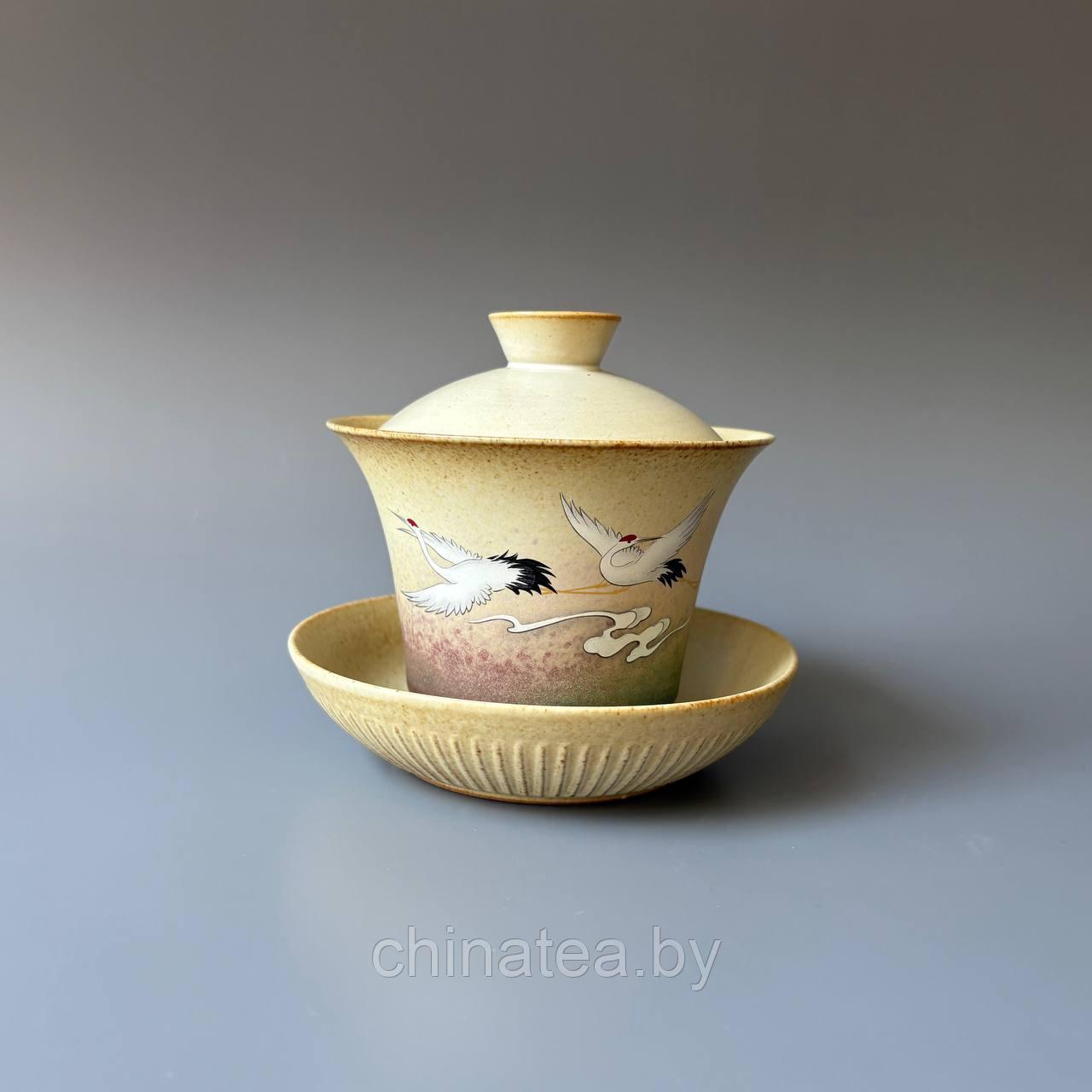 Гайвань с журавлями бежевая, 180 мл