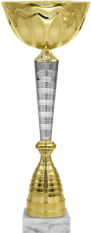 Кубок "Роден" , на мраморной подставке, высота 30 см,чаша 10 см , Серебристый