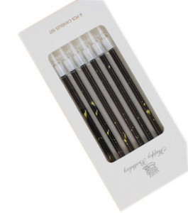 Набор свечей черные с золотом 6 шт 13,5 см