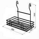 Корзина (полка) одинарная черная на релинг 16 мм, фото 2