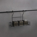 Корзина (полка) одинарная черная на релинг 16 мм, фото 3