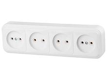 Розетка 4-ая (открытая, б/з) белая, Стандарт, Юпитер