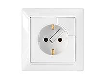 Розетка 1-ая (скрытая, с/з) с выталкивателем, белая, Стиль, Bylectrica