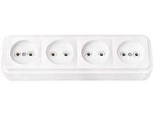 Розетка 4-ая (открытая, б/з) белая, Пралеска, Bylectrica