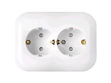 Розетка 2-ая (скрытая, с/з, со шторками) белая, Гармония, BYLECTRICA