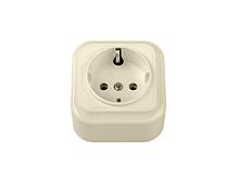 Розетка 1-ая (открытая, с/з) бежевая, Вариант, BYLECTRICA
