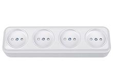 Розетка 4-ая (открытая, б/з, з/ш) белая, Вариант, Bylectrica