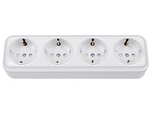 Розетка 4-ая (открытая, с/з, з/ш) белая, Вариант, Bylectrica