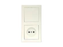Блок выкл. 1 клав. + розетка (скрытая, б/з) бежевый, Стиль, BYLECTRICA