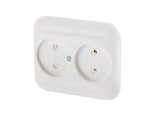 Розетка 2-ая (скрытая, б/з) белая, Эконом, Юпитер