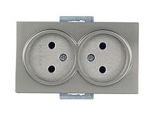 Розетка 2-ая (скрытая, б/з) титан, DARIA, MUTLUSAN