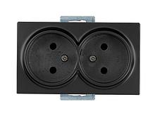 Розетка 2-ая (скрытая, б/з) черная, DARIA, MUTLUSAN