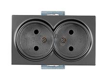 Розетка 2-ая (скрытая, б/з) дымчатая, DARIA, MUTLUSAN