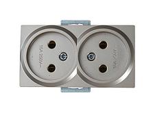 Розетка 2-ая (скрытая, б/з) титан, RITA, MUTLUSAN