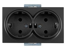 Розетка 2-ая (скрытая, с/з, керамика) черная, DARIA, MUTLUSAN