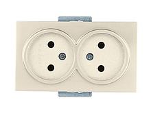 Розетка 2-ая (скрытая, б/з, керамика) кремовая, DARIA, MUTLUSAN