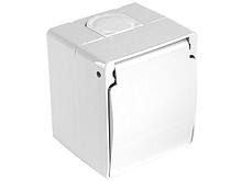 Розетка 1-ая (открытая, с/з, с крышкой) белая, NEMLIYER, MUTLUSAN