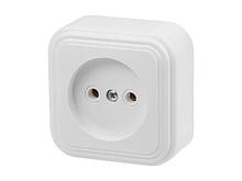 Розетка 1-ая (открытая, б/з) белая, Стандарт, Юпитер