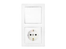 Блок выкл. 1 клав. + розетка (скрытая, с/з) белая, Стиль, Bylectrica
