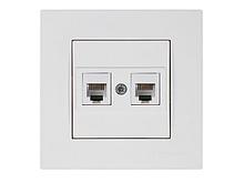 Розетка телефонная 2хRJ12 (скрытая) белая, RITA, MUTLUSAN