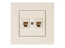 Розетка телефонная 2хRJ12 (скрытая) кремовая, RITA, MUTLUSAN