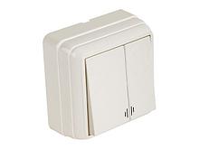 Выключатель 2-клав. (с подсветкой, открытый) кремовый, BRON, MUTLUSAN