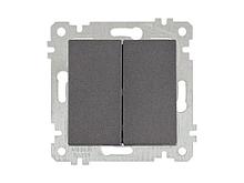 Выключатель 2-клав. (скрытый, без рамки, винт. зажим) дымчатый, RITA, MUTLUSAN