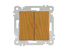 Выключатель 2-клав. (скрытый, без рамки, пруж. зажим) дуб, RITA, MUTLUSAN