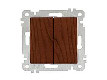 Выключатель 2-клав. (скрытый, без рамки, пруж. зажим) орех, RITA, MUTLUSAN